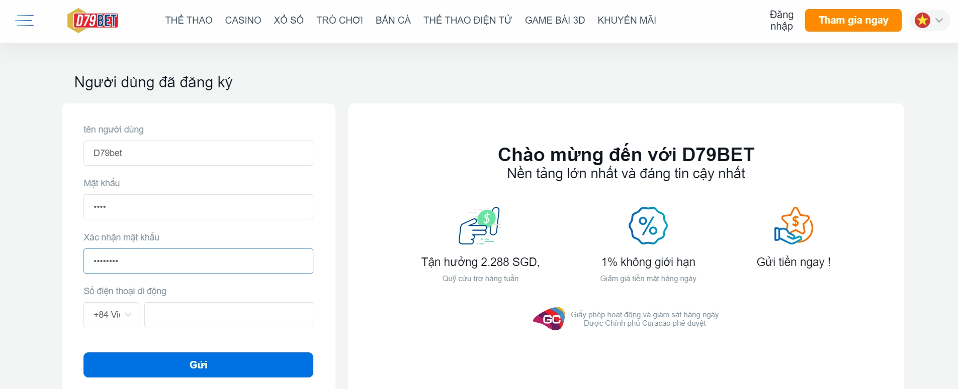 Cách đăng ký mở tài khoản tại nhà cái D79bet