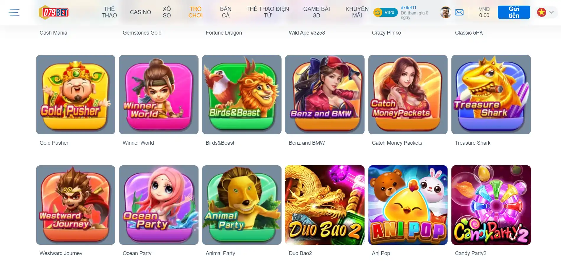 Sảnh game nổ hũ tại nhà cái D79bet